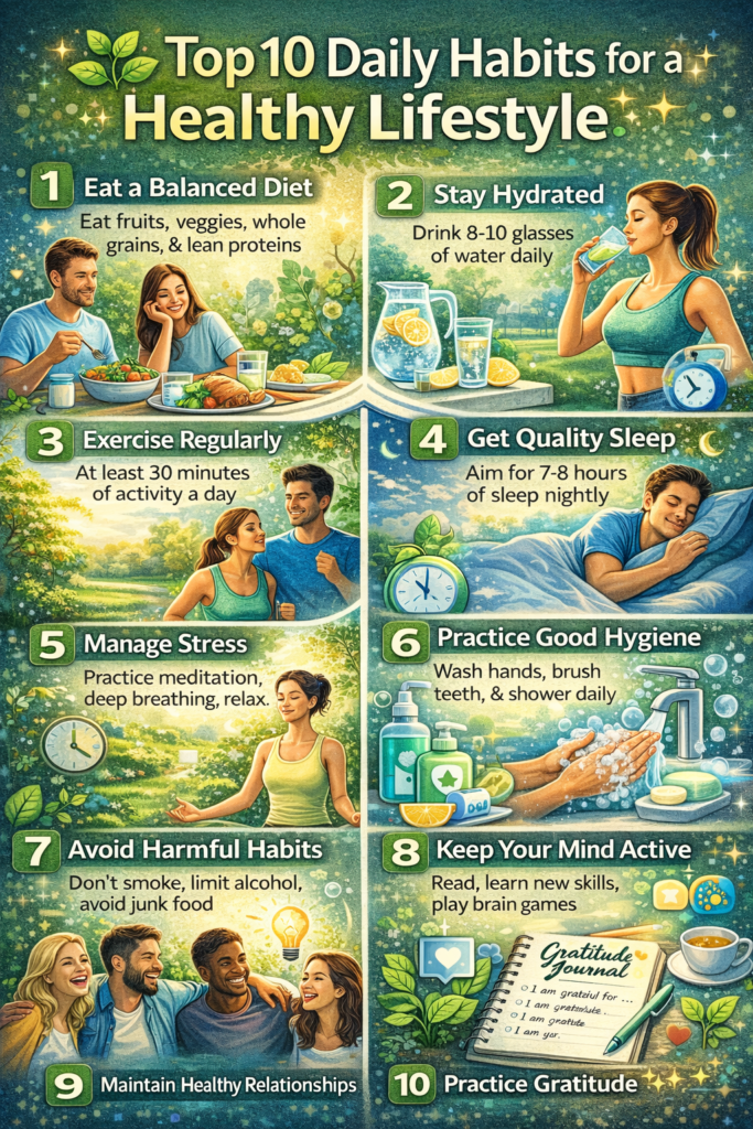 🌱✨ Top 10 Daily Habits for a Healthy Lifestyle